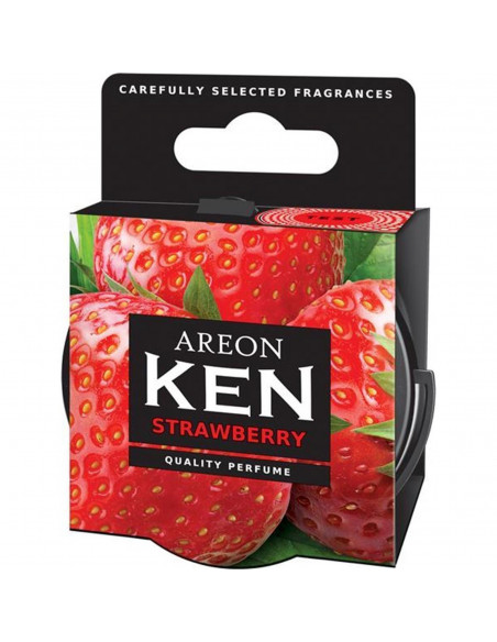 Areon KEN Duftdose in der Duftrichtung Erdbeere | areon-fresh.de die kleinen und praktischen premium Auto Duftdosen zum Mitnehme