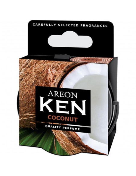 Areon KEN Duftdose in der Duftrichtung Kokosnuss | areon-fresh.de die kleinen und praktischen premium Auto Duftdosen zum Mitnehm