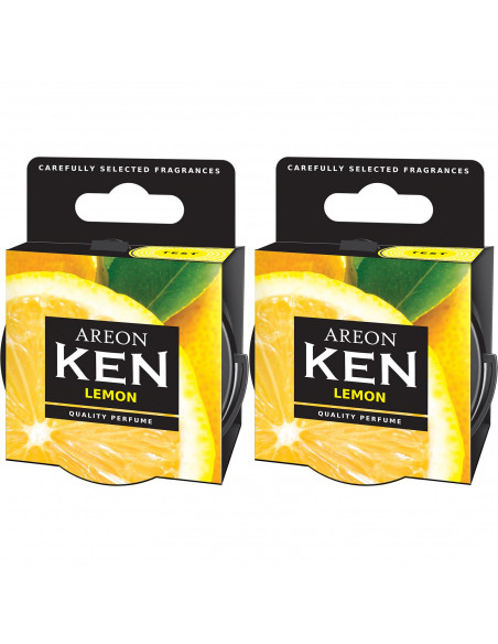 Areon KEN Duftdose in der Duftrichtung Zitrone | areon-fresh.de die kleinen und praktischen premium Auto Duftdosen zum Mitnehmen