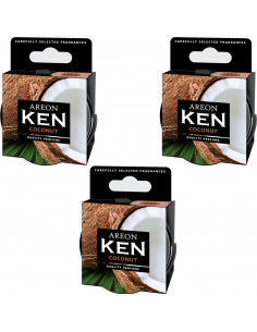 Areon KEN Duftdose in der Duftrichtung Kokosnuss | areon-fresh.de die kleinen und praktischen premium Auto Duftdosen zum Mitnehm
