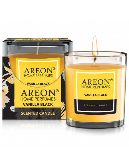 areon Wohlfühl - Duftkerze im Glas - Duft: Vanilla Black 120gr. | areon-fresh.de hat die besten | Duftkerzen & Raumdufte | Lufte